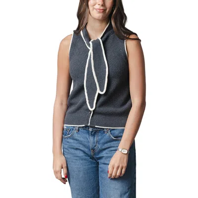 Hope & Henry Organic Tie-neck Button Front Sweater Tank In Multi