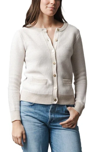 Hope & Henry Organic Tweed Stitch Sweater Cardigan In Neutral