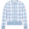 Hope & Henry Organic Tweed Sweater Cardigan In Classic Blue Gingham