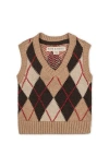 Hope & Henry Organic V-neck Argyle Sweater Vest In Brown