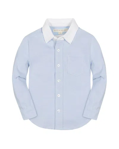 Hope & Henry Pique Button-down Shirt In Blue
