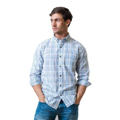 Hope & Henry Poplin Button Down Shirt In Light Blue Plaid