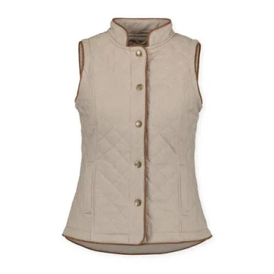 Hope & Henry Quilted Riding Vest In Taupe Herringbone