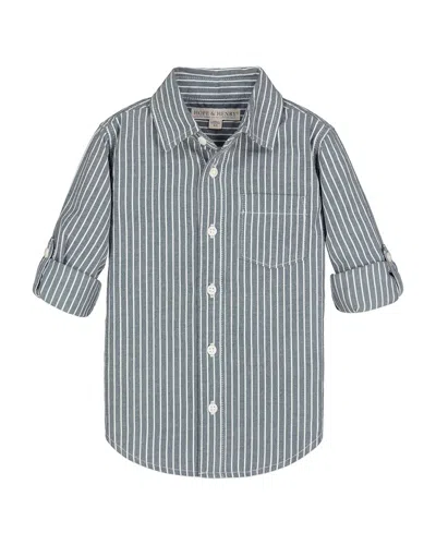 Hope & Henry Railroad Stripe Rolled Shirt In Multi