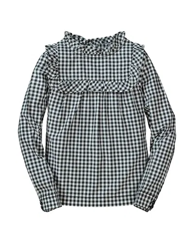 Hope & Henry Ruffle Yoke Top In Black