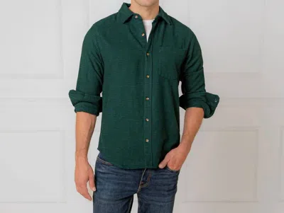 Hope & Henry Scottish Herringbone Organic Flannel Shirt In Dark Green