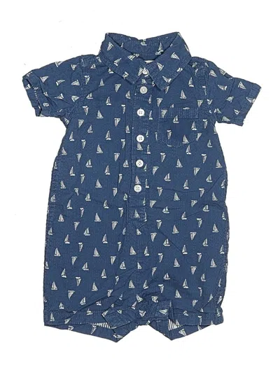 Pre-owned Hope & Henry Kids' Short Sleeve Onesie In Blue
