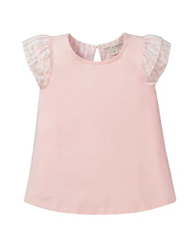 Hope & Henry Short Sleeve Ruffle Blouse In Pink