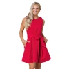 Hope & Henry Sleeveless Ponte Skater Dress In Red Ponte Skater
