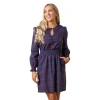 Hope & Henry Smocked Keyhole Dress In Navy Holiday Check