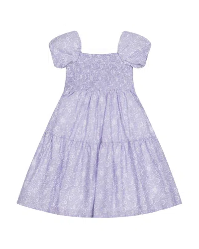 Hope & Henry Smocked Tiered Dress In Purple