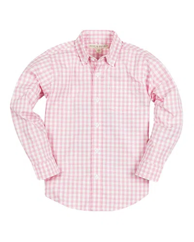 Hope & Henry Stretch Poplin Long Sleeve Shirt In Pink