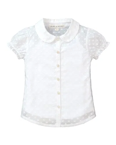 Hope & Henry Swiss Dot Peter Pan Collar Shirt In White