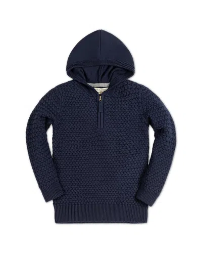 Hope & Henry Texture Cable Pullover Hooded Sweater In Black