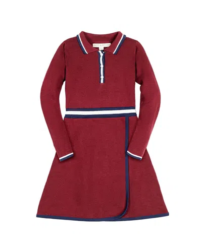 Hope & Henry Tipped Collar Henley Sweaterdress In Burgundy