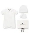 Hope & Henry Unisex 4 Piece Cable Shortie Romper, Beanie, & Bootie Boxed Gift Set - Baby