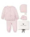 Hope & Henry Unisex 5 Piece Organic Sweater Cable Cardigan, Legging, Hat, & Bootie Boxed Gift Set - Baby