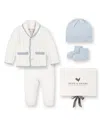Hope & Henry Unisex 5 Piece Organic Sweater Cable Cardigan, Legging, Hat, & Bootie Boxed Gift Set - Baby