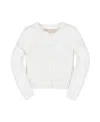Hope & Henry Unisex Organic Long Sleeve Cable Knit Cardigan Sweater - Baby In White