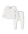 Hope & Henry Unisex Organic Long Sleeve Pointelle Wrap Sweater & Footed Legging Set - Baby