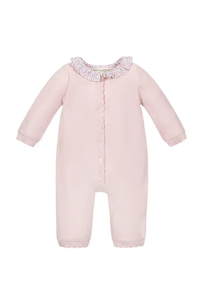 Hope & Henry Unisex Organic Ruffle Collar Button Front Sweater Romper - Baby