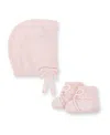 Hope & Henry Unisex Organic Sweater Bonnet And Bootie 2-piece Set - Baby In Pink