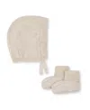 Hope & Henry Unisex Organic Sweater Bonnet And Bootie 2-piece Set - Baby In Neutral