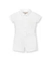 Hope & Henry Unisex Short Sleeve Linen Pintuck Button Front Romper - Baby