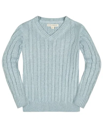 Hope & Henry Kids'  V-neck Cable Sweater In Green