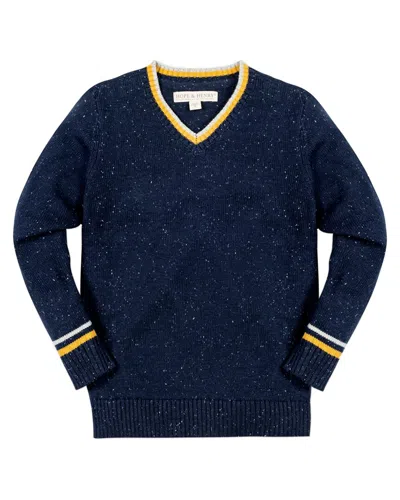 Hope & Henry V-neck Hoodie Sweater In Blue