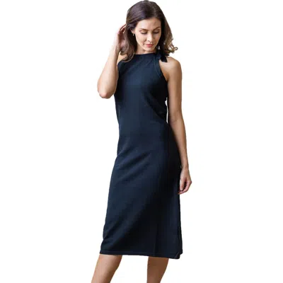Hope & Henry Womens' Halter Tie Sweater Dress In Black