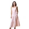 Hope & Henry Womens' Sleeveless Tiered Wrap Dress, Womens In Ballet Pink Linen