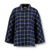 Hope & Henry Woven Cape With Button Front In Navy Windowpane