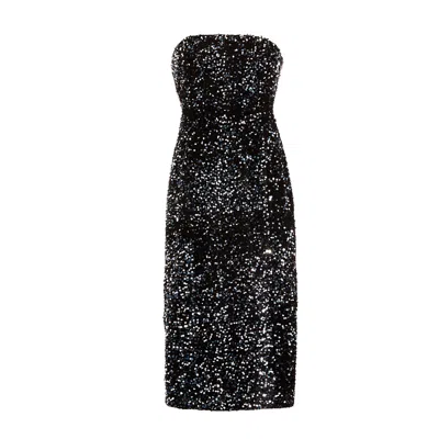 Hope & Ivy Women's Black / Silver The Hallie Embellished Sequin Sleeveless Midi Pencil Dress In Black/silver