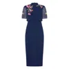Hope & Ivy - Ciara Pencil Midi Dress In Blue
