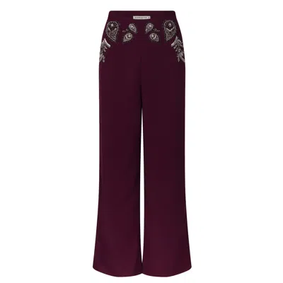 Hope & Ivy Women's Pink / Purple The Blair Embellished Wide Leg Co-ord Trouser With Metallic Beading In Pink/purple