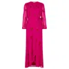 Hope & Ivy Women's Pink / Purple The Honey Embellished Blouson Sleeve Wrap Dress With Tie Waist In Pink/purple