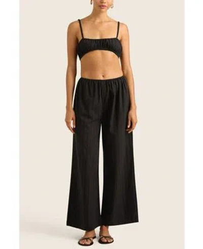 Hope And May Hope May Womens Nia Cotton Linen Crop Top Wide Leg Pant In Black