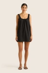 Hope And May Nia Cotton Linen Mini Dress In Ink