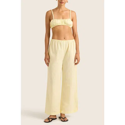 Hope And May Nia Cotton Linen Wide Leg Pant In Yellow
