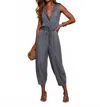 Hope & Sunshine Washed Denim Jumpsuit In Blue In Gray