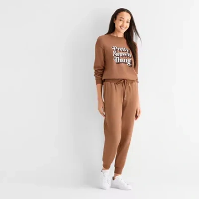 Hope & Wonder Black History Month Pretty Brown Thing Womens Cuffed Mid Rise Regular Fit Fleece Jogger Pant