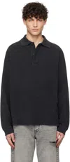 Hope Black Defense Polo In Faded Black Pique