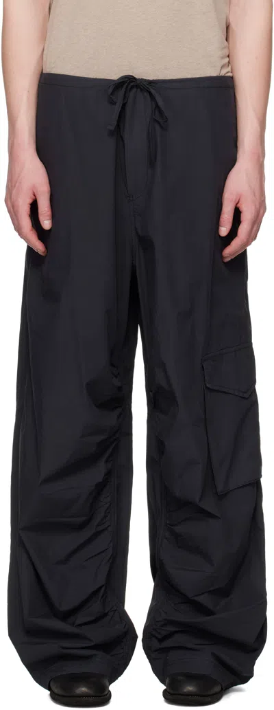 Hope Black Loose Drawstring Collapse Cargo Pants