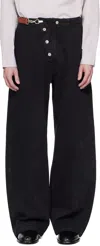 Hope Black Loose Fireman Denim Trousers In Black Marble