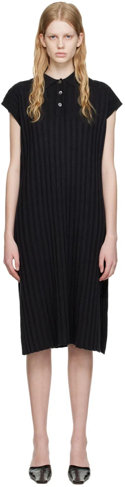Hope Black Nad Midi Dress In Black Linen Blend