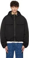Hope Black Stone Bomber Jacket In Black Soft Nylon