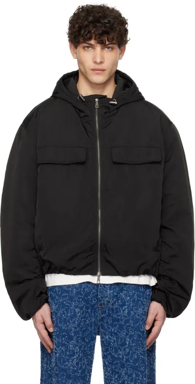 Hope Black Stone Bomber Jacket In Black Soft Nylon