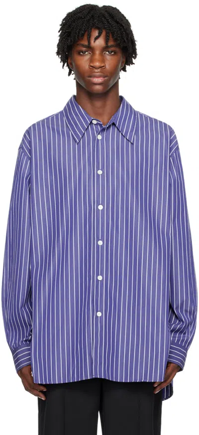 Hope Blue Spread Shirt In Dark Blue Stripe