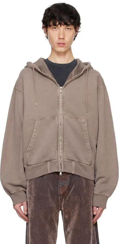 Hope Brown Bubble Zip Hoodie In Vintage Mud Fleece